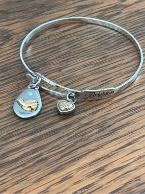 Brighton Two-Tone Peace Charm Bangle Bracelet